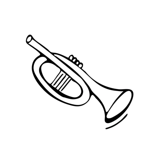 Hand Drawn Trumpet Illustration White Background Vector — Stock Vector