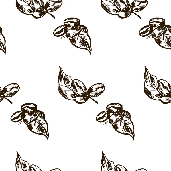 Café Grains Motif Doodle Photo Sans Couture Sur Fond Blanc — Image vectorielle