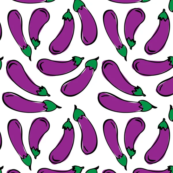Multicolored Seamless Pattern Eggplants Vector Illustration — Stock Vector