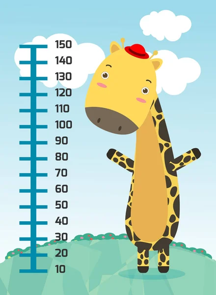 Parede Medidor Com Girafa Ilustração Vetorial — Vetor de Stock