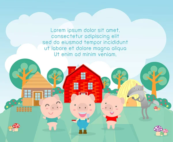 Three Little Pigs Background — Stock Vector