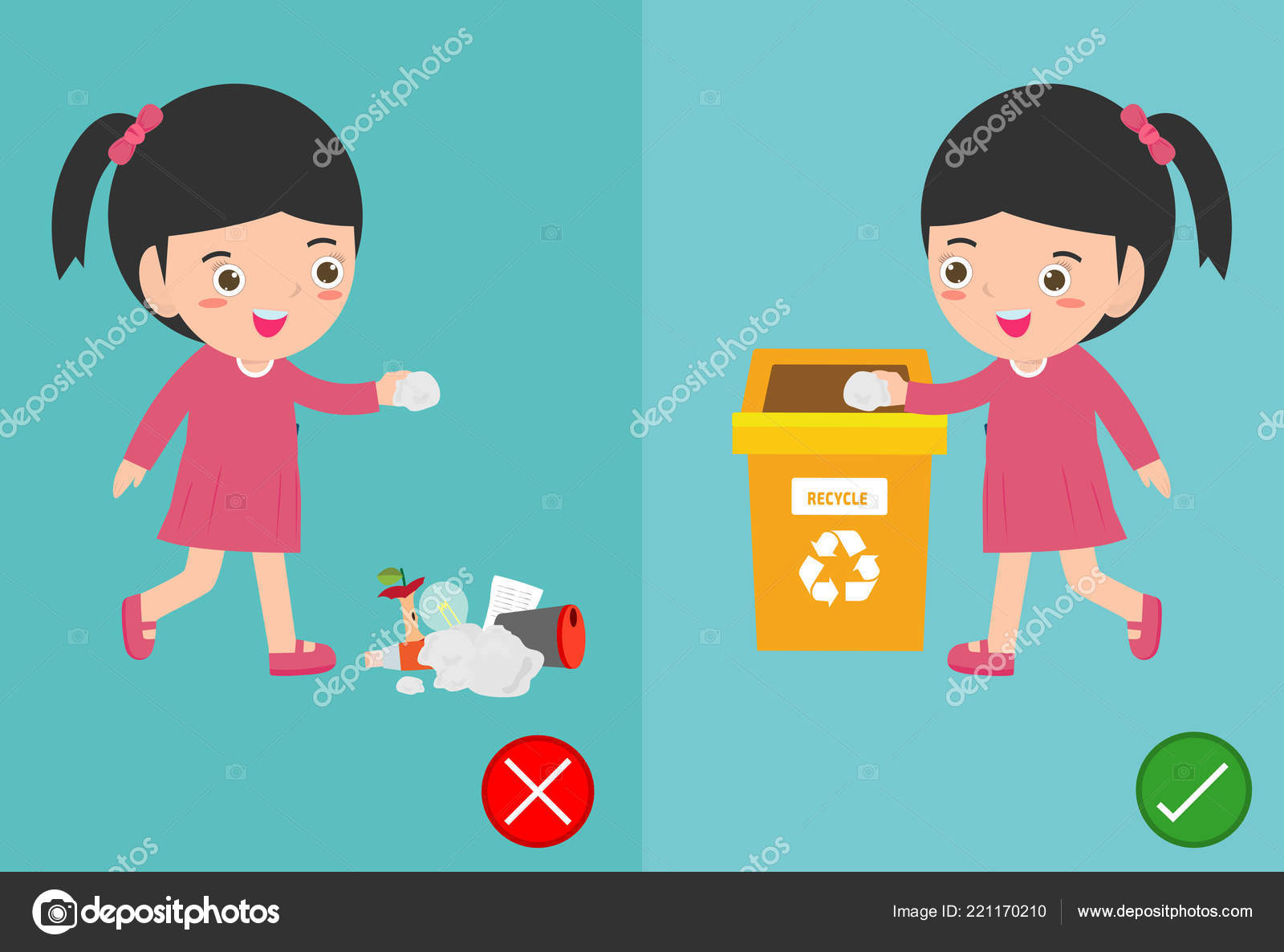 Niño tirando basura imágenes de stock de arte vectorial | Depositphotos