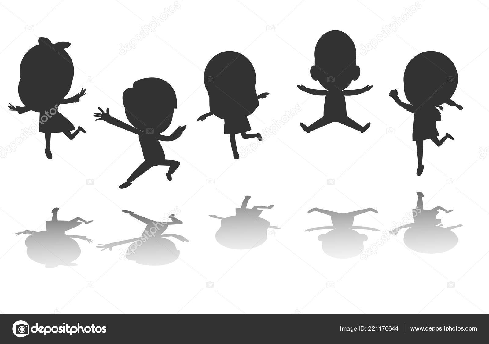 Group Black Children Silhouette Jumping Child Silhouettes ...