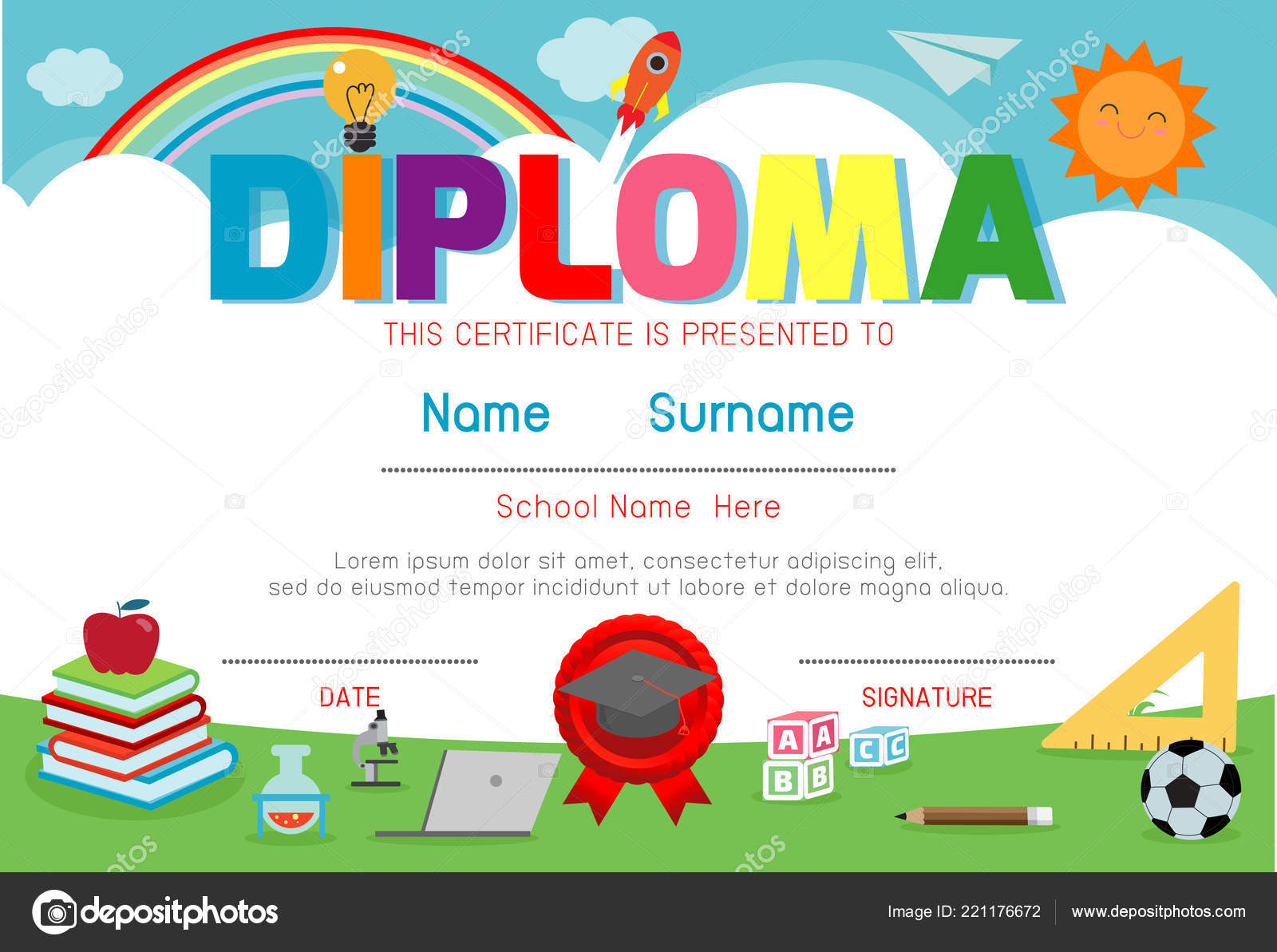 certificates kindergarten elementary preschool kids diploma preschool certificates
