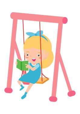 sevimli çocuklar, kitap okuma şirin çocuk kitap, okuma mutlu çocuk kitap okumak, vektör çizim beyaz background.education kavramı üzerinde iken