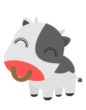 Sevimli çizgi inek illüstrasyon, vektör düz çizgi film karakteri illüstrasyon simge tasarım. Beyaz arka plan üzerinde izole, kavramı inek