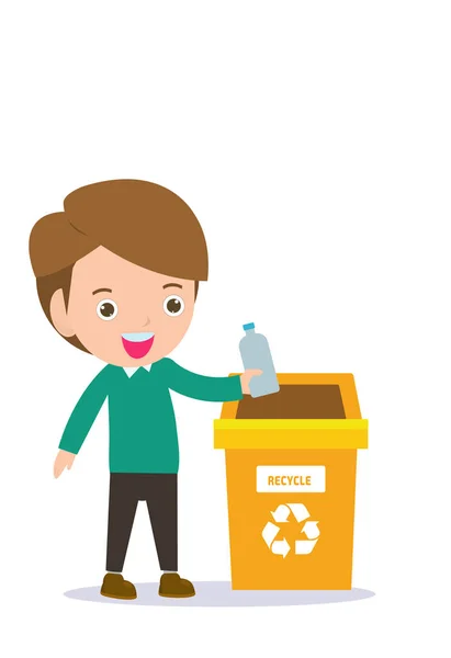 그림의 쓰레기 재활용 쓰레기 재활용 휴지통 어린이 재활용 재활용 쓰레기 — 스톡 벡터
