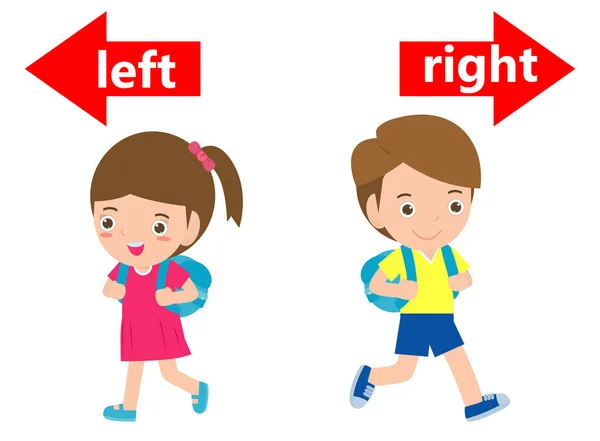 Gegenüber Links Und Rechts Mädchen Links Und Junge Rechts Auf — Stockvektor