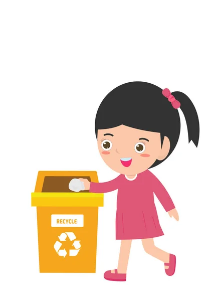 Dzieci Śmieci Recykling Ilustracja Dzieci Segregacji Śmieci Śmietnik World Mężczyzna — Wektor stockowy