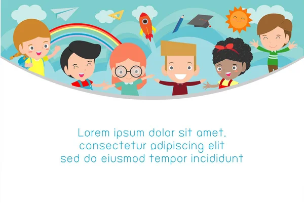 Back School Kids School Education Concept Child Books Template Advertising — Stock Vector