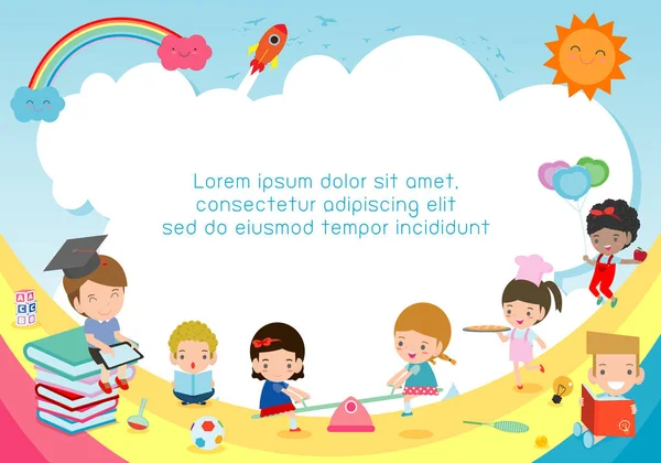 Volver Escuela Escuela Los Cabritos Concepto Educación Niño Libros Plantilla — Vector de stock