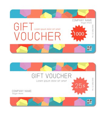 Hediye çeki şablonu ve modern desen. kedi kavramı. Şablon sigorta primi desen, renkli desenli hediye çeki şablonu ile fiş. parlak kavramı. fiş kedi vektör çizim