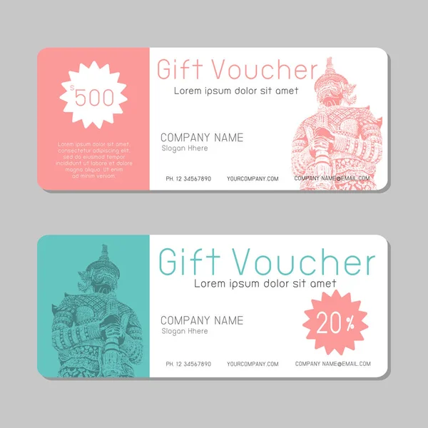 Gift Voucher Template Modern Pattern Cat Concept Voucher Template Premium — Stock Vector