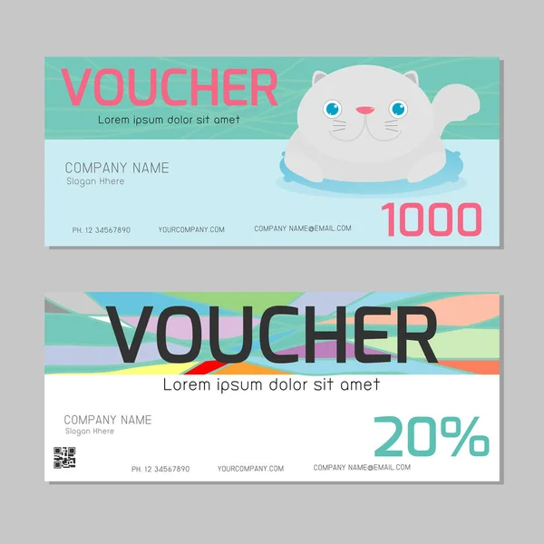 Prezent Voucher Szablon Nowoczesny Wzór Koncepcja Kot Voucher Szablon Premium — Wektor stockowy