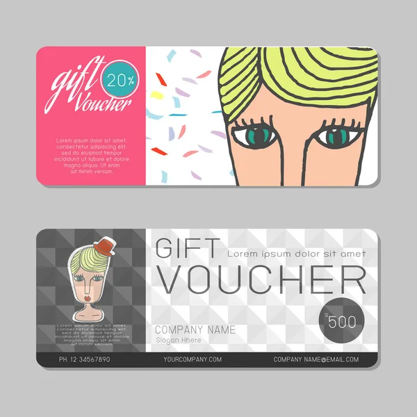 Gift Voucher Template Modern Pattern Cat Concept Voucher Template Premium — Stock Vector