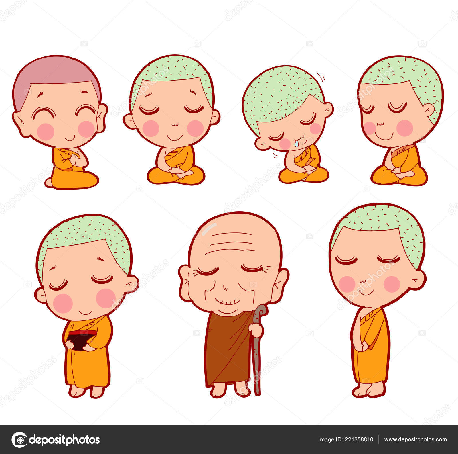 Buddhist Monks Sitting Meditation Buddhist Monk Character Buddhist Monk Cartoon Stock Vector Image by ©phanuchat10700@ #221358810 Buddhist Monks Sitting Meditation Buddhist Monk Character Buddhist Monk Cartoon Stock Vector Image by ©phanuchat10700@ #221358810