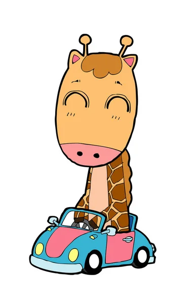 Lustige Cartoon Giraffe Auf Weißem Hintergrund Vektorillustration Der Niedlichen Cartoon — Stockvektor