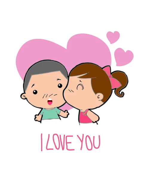 Girl Kissing Boy Love You Couple Love Vector Illustration Graphic — Stock Vector