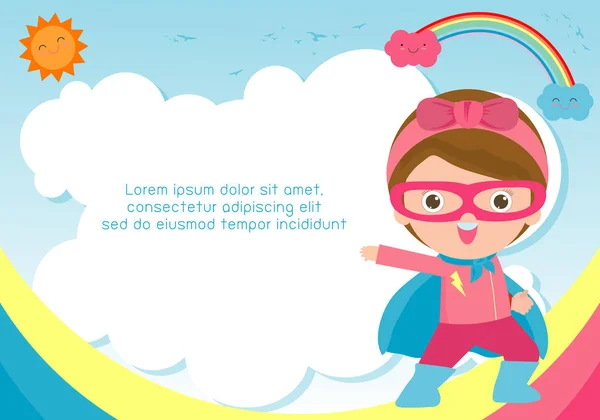 Superhelden Kind Hintergrund Vorlage Für Werbebroschüre Ihren Text Niedliche Kleine — Stockvektor