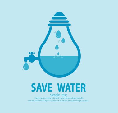 Su kavramı, ekoloji kaydetmek Water, su koruma kavramı kaydetmek. Vektör çizim