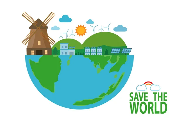 Dzień Ziemi Uratować Świat Zapisz Planety Recykling Eco Friendly Ekologia — Wektor stockowy