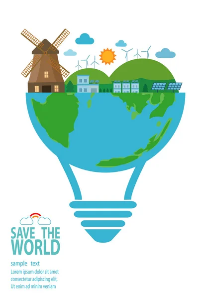Dzień Ziemi Uratować Świat Zapisz Planety Recykling Eco Friendly Ekologia — Wektor stockowy