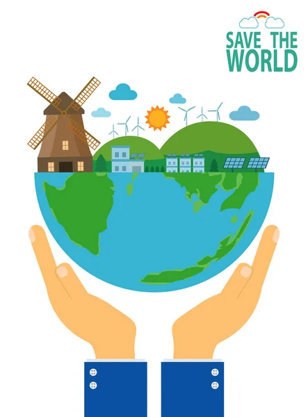 Dia Terra Salve Mundo Salve Planeta Reciclagem Eco Amigável Conceito —  Vetores de Stock