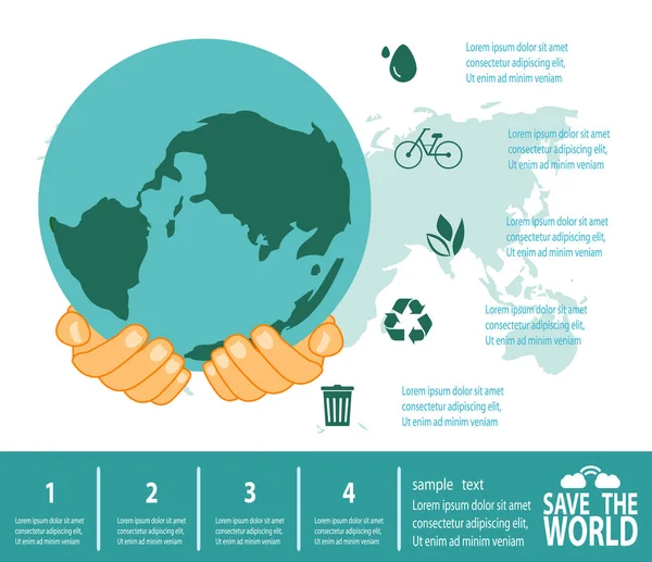 Salve Infográfico Mundo Salve Planeta Dia Terra Reciclagem Eco Friendly —  Vetores de Stock