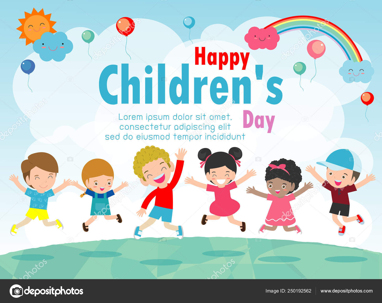 Happy Children's Day Background Happy Children's Day Poster Happy Kids  Stock Vector by ©phanuchat10700@gmail.com 250192562