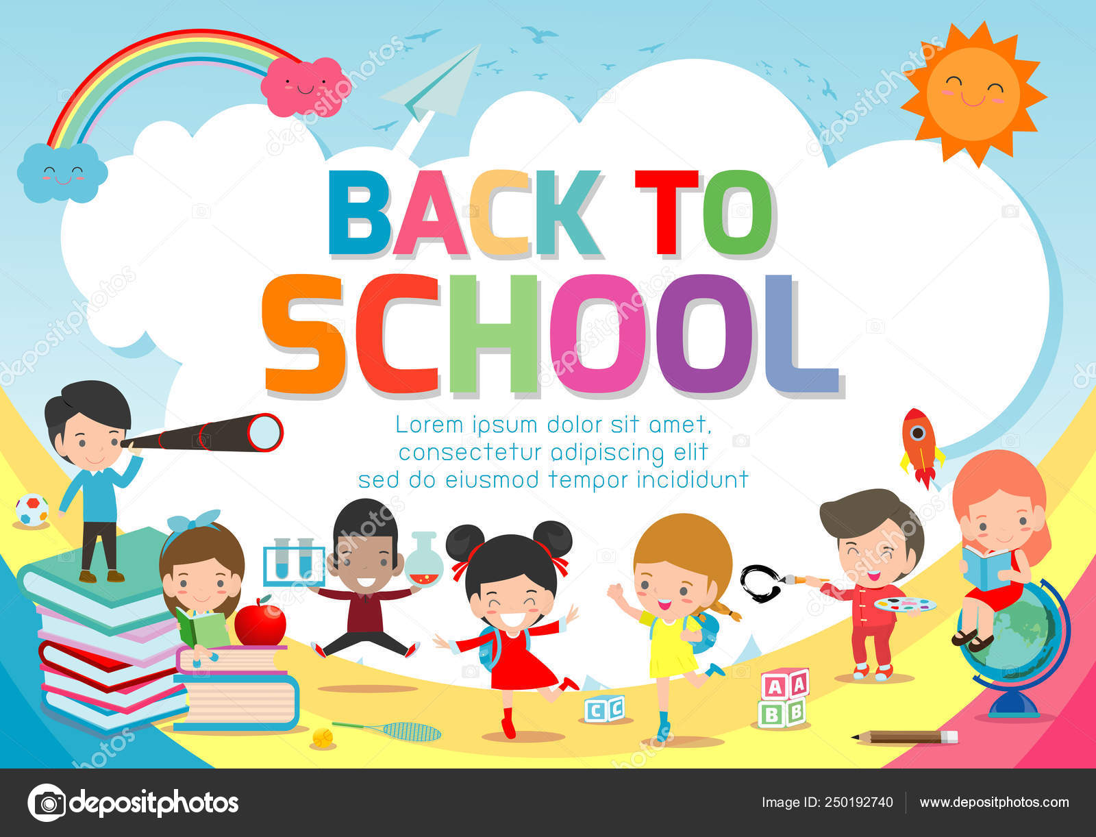 Back School Banner Background Welcome Back School Cute School Kids Vector Image By C Phanuchat Gmail Com Vector Stock