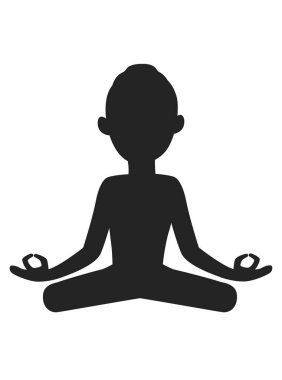 Yoga. Lotus pozisyonu siluet. Meditasyon veya düz vektör simge meditasyon. Yoga poz logo resimde beyaz bir arka plan üzerinde