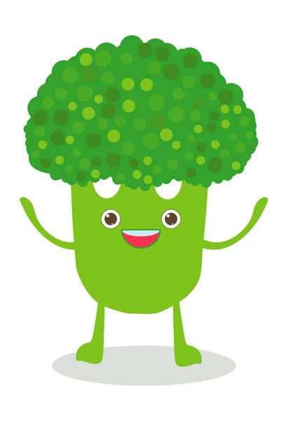 Broccoli Icona Divertente Illustrazione Piatta Dell Icona Vettoriale Dei Broccoli — Vettoriale Stock