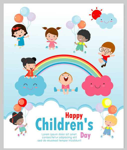 Happy children's day background, vector illustration