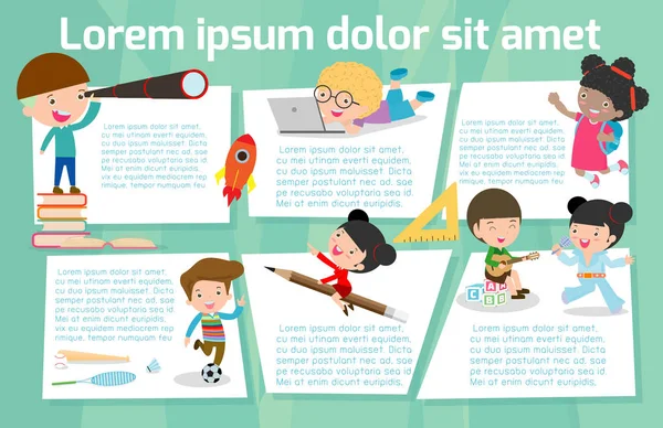 Pendidikan Anak Anak Lucu Kembali Latar Belakang Sekolah Template Untuk - Stok Vektor