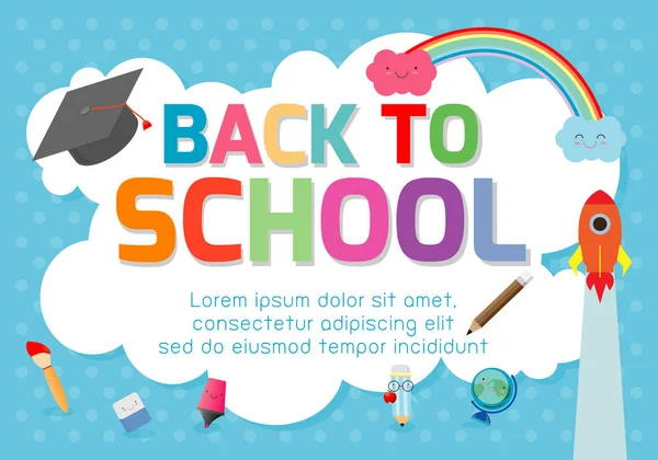 Back to school banner background.welcome back to school ,Cute school kids.education concept, Template for advertising brochure, your text ,Vector Illustration