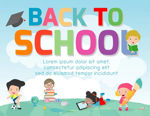 Volver Escuela Banner Background Welcome Volver Escuela Lindo Concepto Kids — Vector de stock