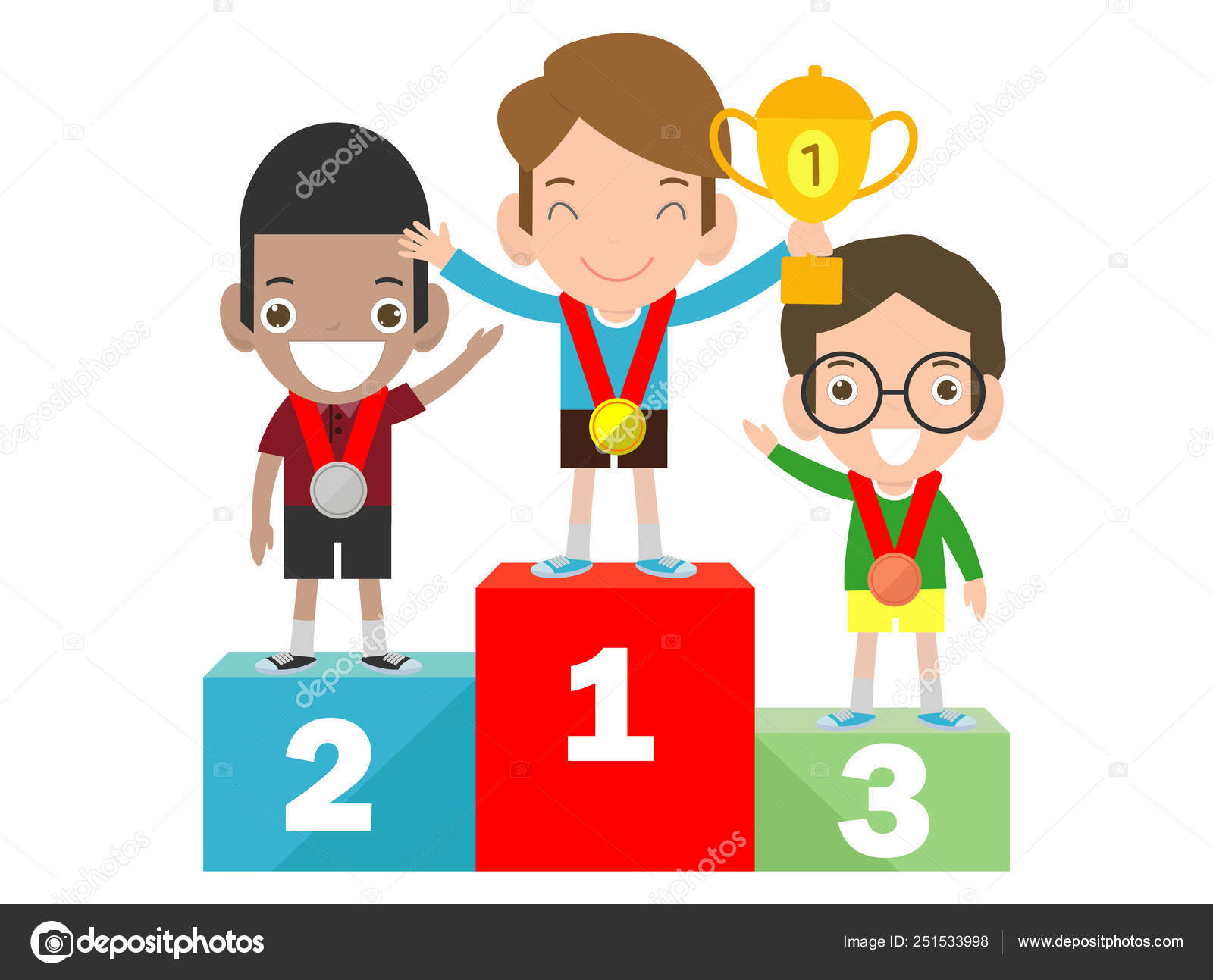 Premio, Plata, Tercero., Ganador, Joven Imagen Vectorial de