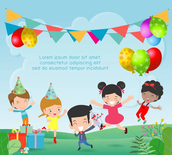 Wektor Ilustracja Happy Urodziny Impreza Dla Dzieci Urodziny Urodziny Dla — Wektor stockowy