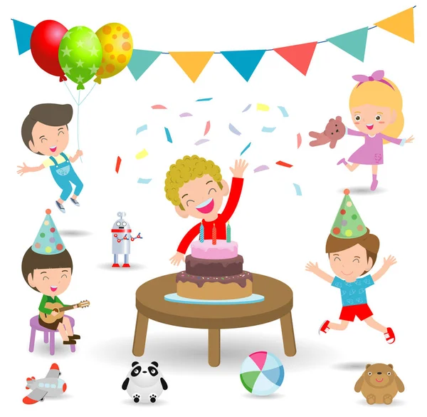 Mutlu Doğum Günü Partisi Vektör Llüstrasyon Çocuk Partisi Doğum Günü — Stok Vektör
