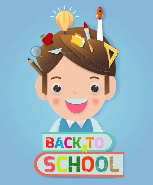 Volver Fondo Pancarta Escolar Volver Escuela Escuela Niños Concepto Educación — Vector de stock