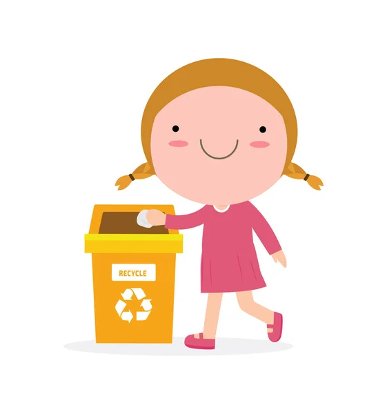 재활용을 어린이 쓰레기 쓰레기 재활용 쓰레기 세이브 재활용 어린이 쓰레기 — 스톡 벡터