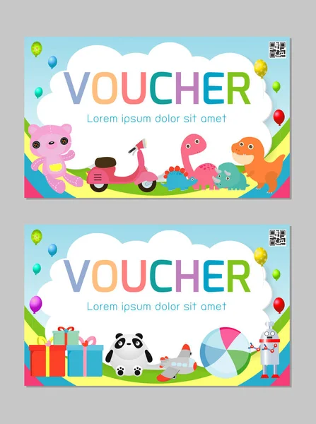 Gift Voucher Template Colorful Pattern Cute Gift Voucher Certificate Coupon — Stock Vector