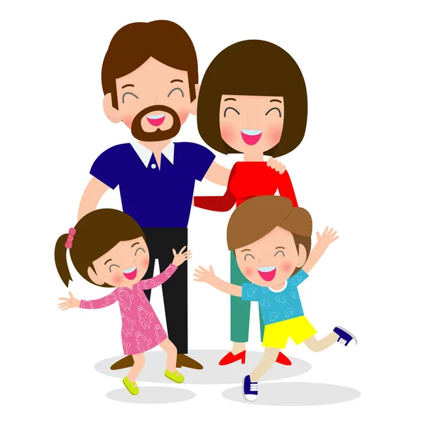 Happy Family Isolated White Background Vector Illustration — Stock Vector