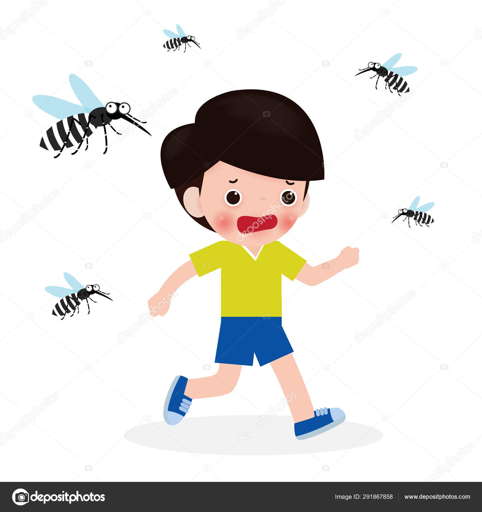 Children Running Away Running Dengue Mosquito Zika Virus Malaria Yellow  Stock Vector Image by ©phanuchat10700@ #291867858