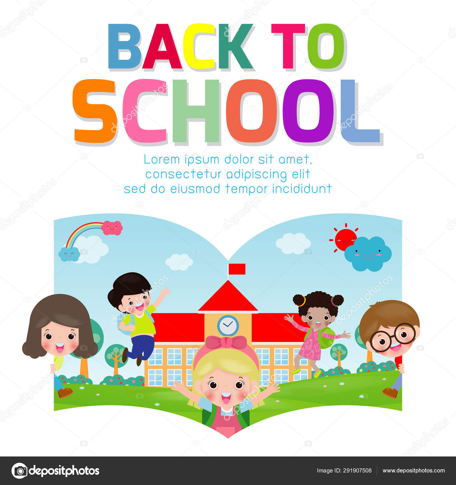Back School Vector Banner Design Happy Children Poster Background Cover Stock Vector Image By C Phanuchat Gmail Com