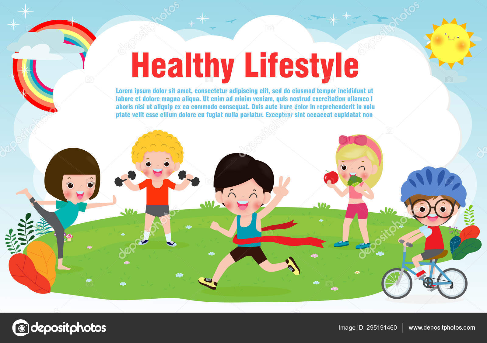 People Healthy Lifestyle Happy Kids Exercise Poses Yoga ...