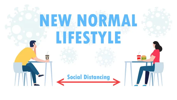 Novo Conceito Estilo Vida Normal Conceito Distanciamento Social Físico Homem —  Vetores de Stock