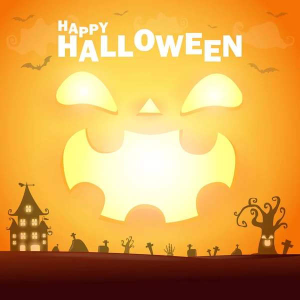 Gelukkige Halloween Poster Party Pompoen Patch Het Maanlicht Bokeh Jack — Stockvector