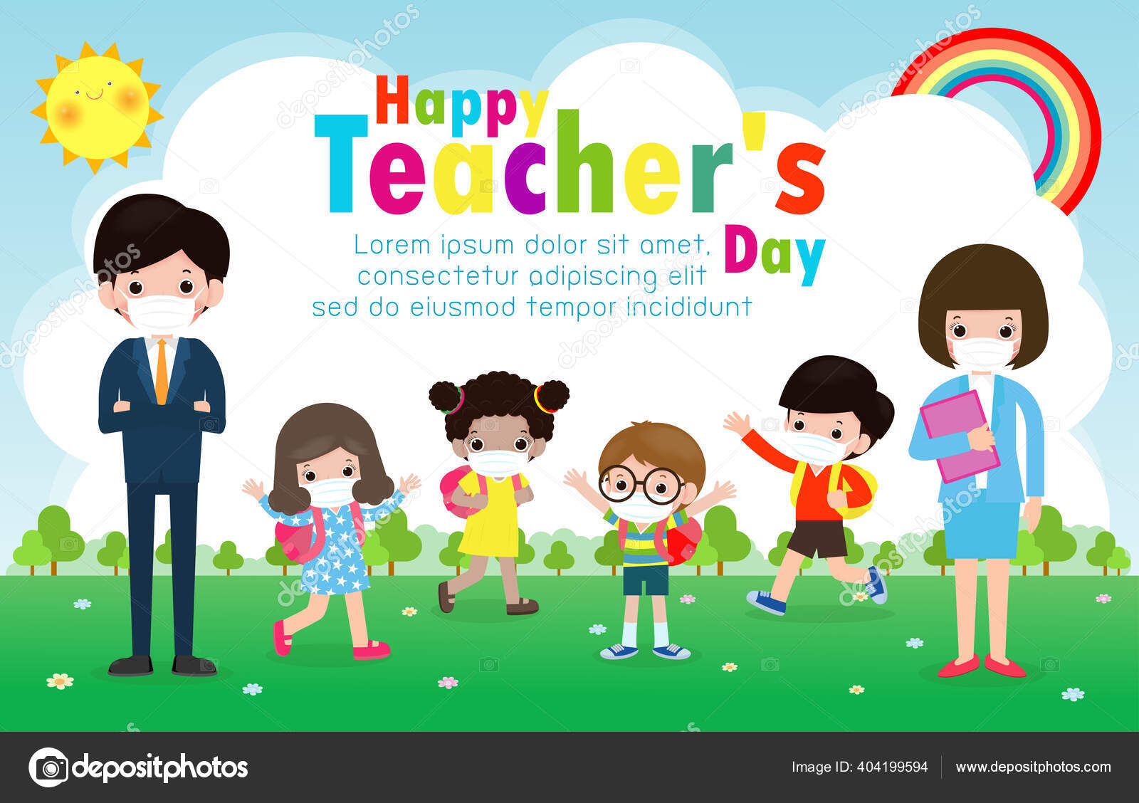 Happy Teachers Day Poster New Normal Lifestyle Concept Happy ...