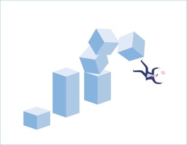 Borsa çok kötü düşüyor. Finansal başarısızlığı, hamiline borsayı, kötü satışları, iş kaybını ve kaybedilen yatırımı tasvir ediyor. İş adamları konsepti vektör düz tasarım resimleme arka planı.